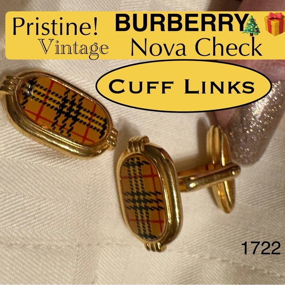 BURBERRY Nova Check Cuff Links🔥AMAZING Vintage Condition🔥RARE🔥Heirloom Piece🎄🎁👀 - Picture 11 of 11